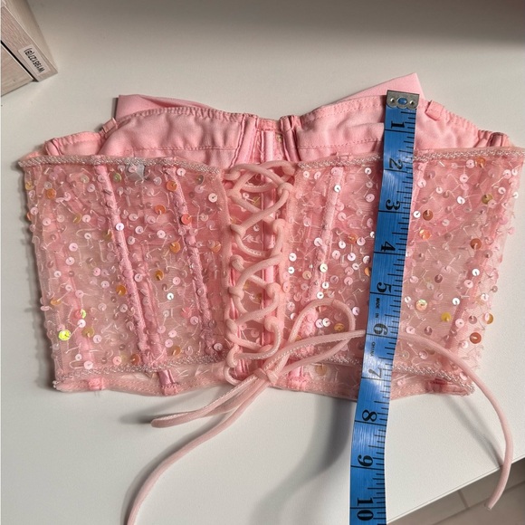Baby Pink Sequin Tie-Back Bow Corset - Picture 11 of 11